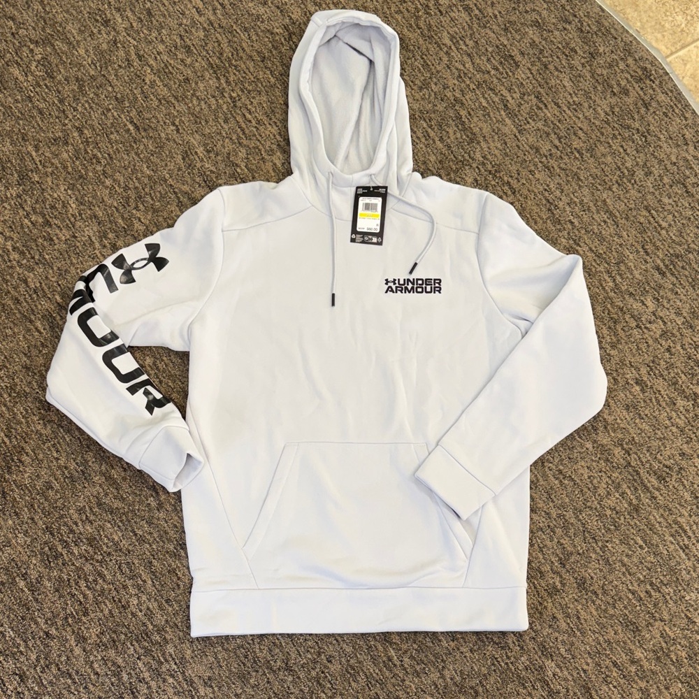 Under Armour Men's Armour Fleece Graphic Hoodie, Halo Gray/Black, Medium